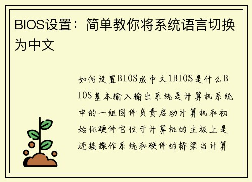 BIOS设置：简单教你将系统语言切换为中文